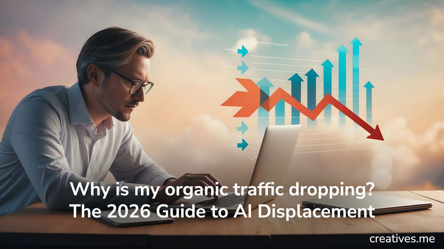 A marketing professional in Beirut analyzing a digital dashboard showing the 2026 AI search traffic recovery for a local business.